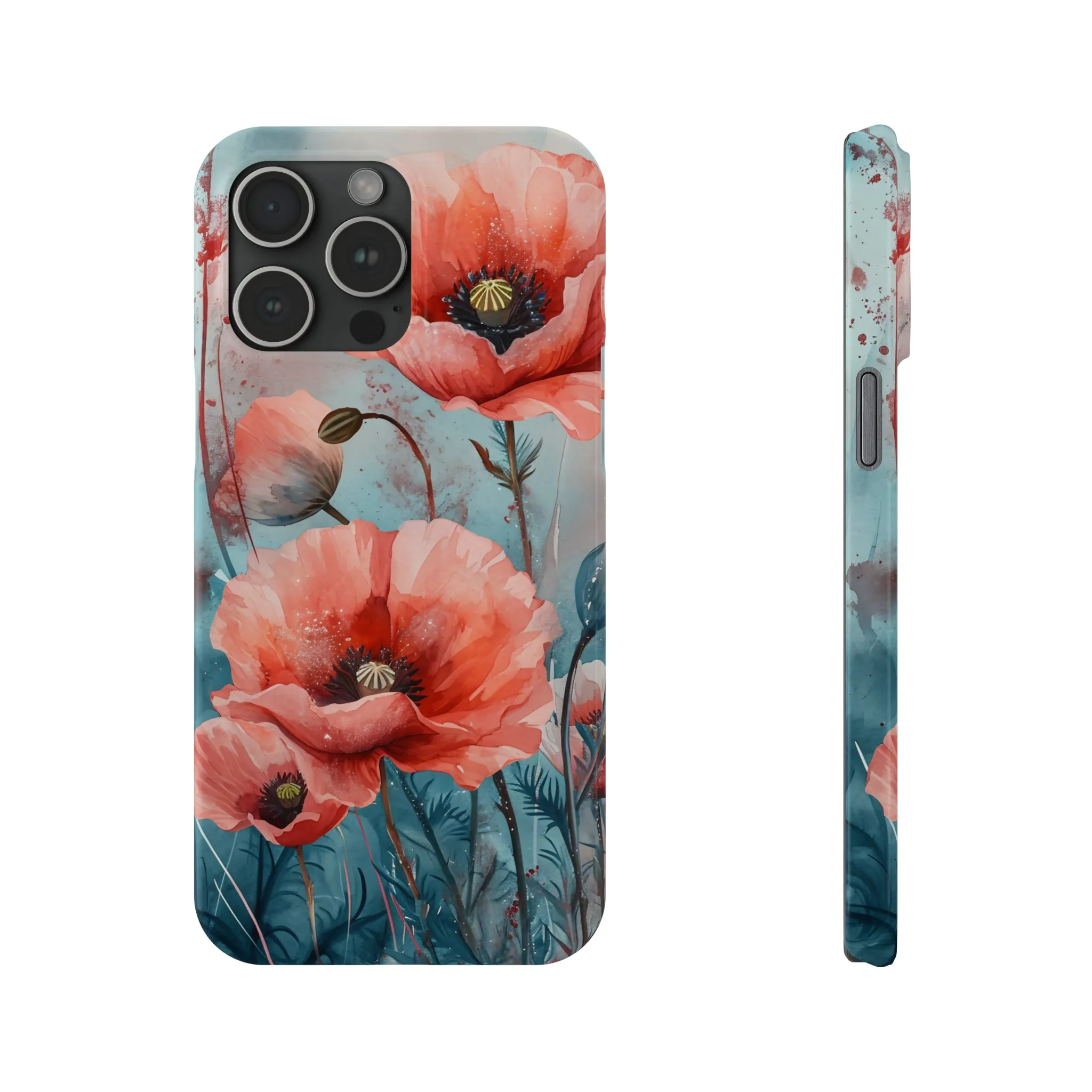 Poppy Flowers Design Sleek Elegance Wireless-Charging Compatible Phone Case Slim