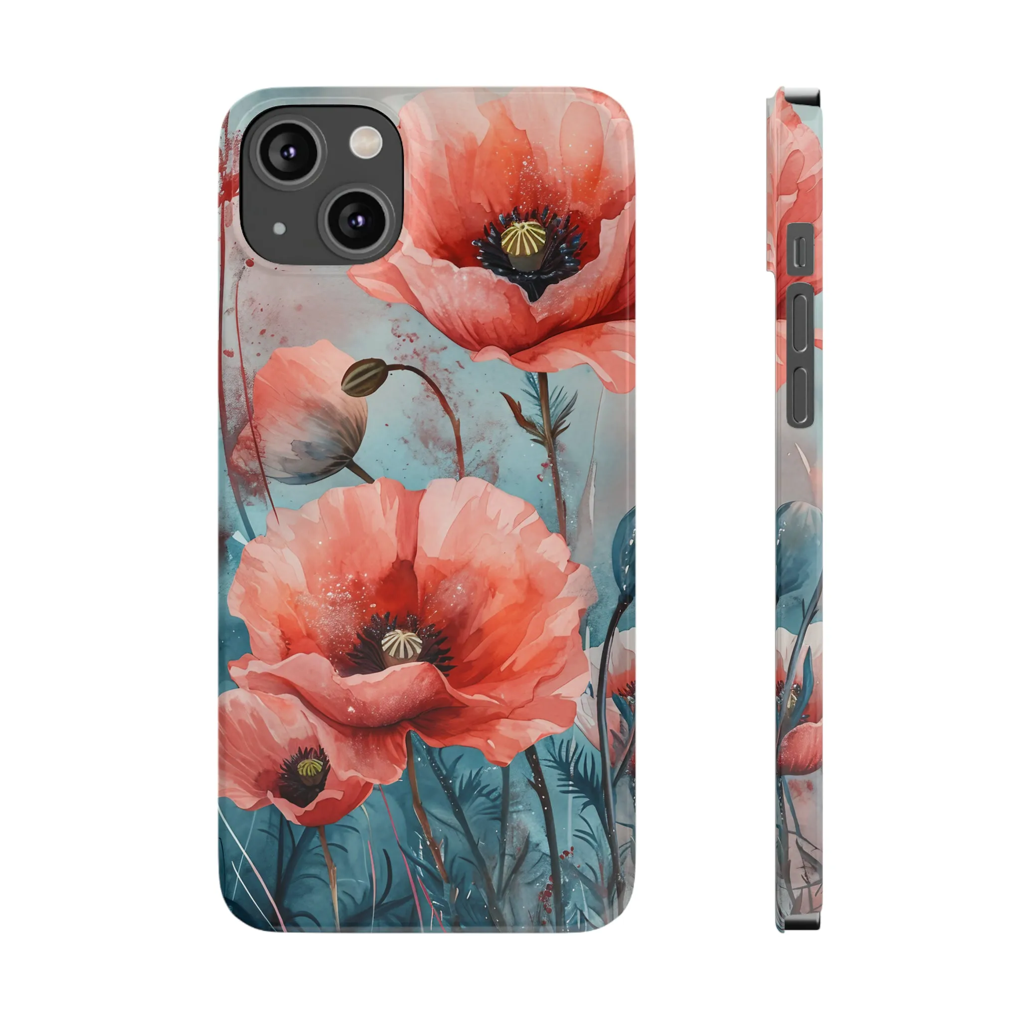 Poppy Flowers Design Sleek Elegance Wireless-Charging Compatible Phone Case Slim