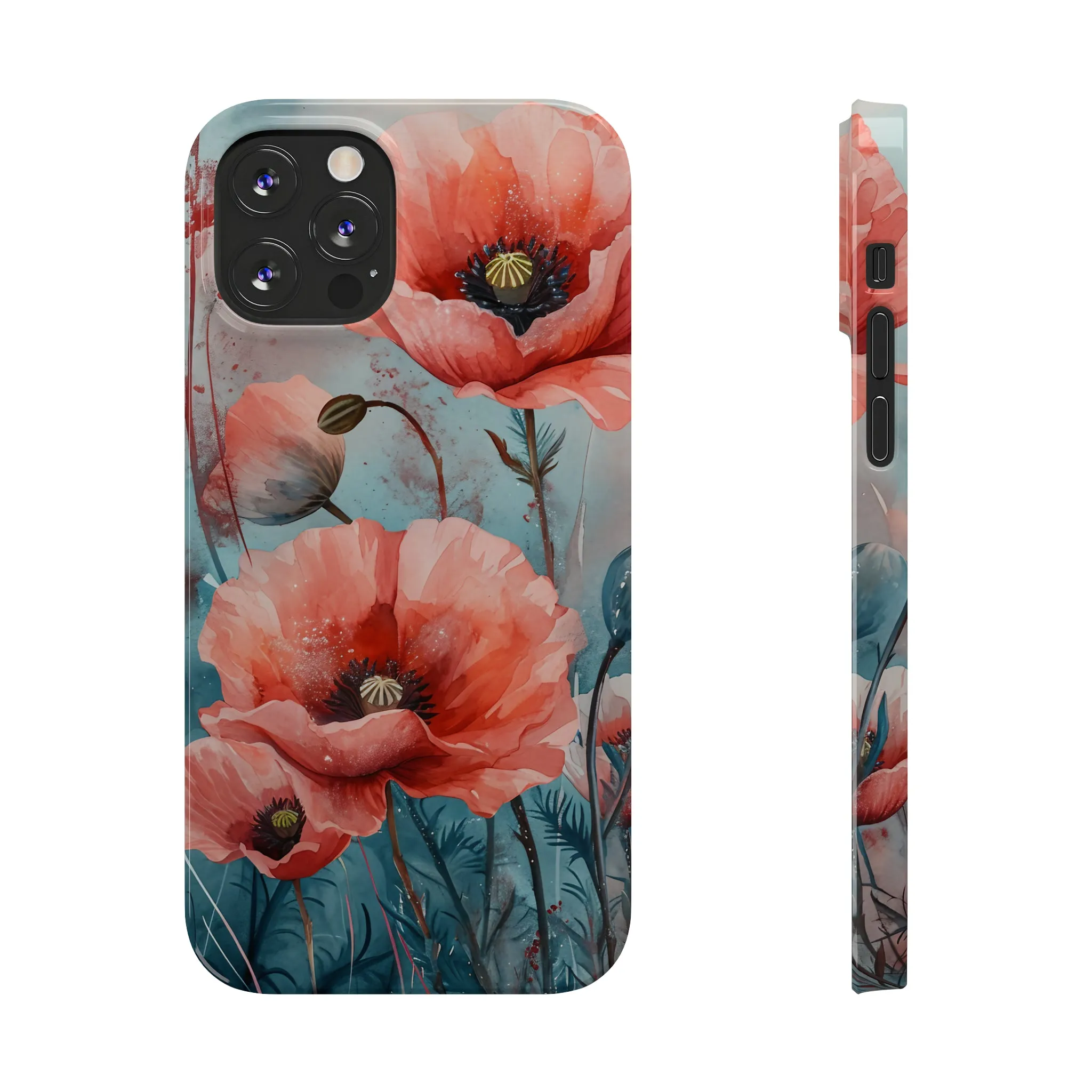 Poppy Flowers Design Sleek Elegance Wireless-Charging Compatible Phone Case Slim