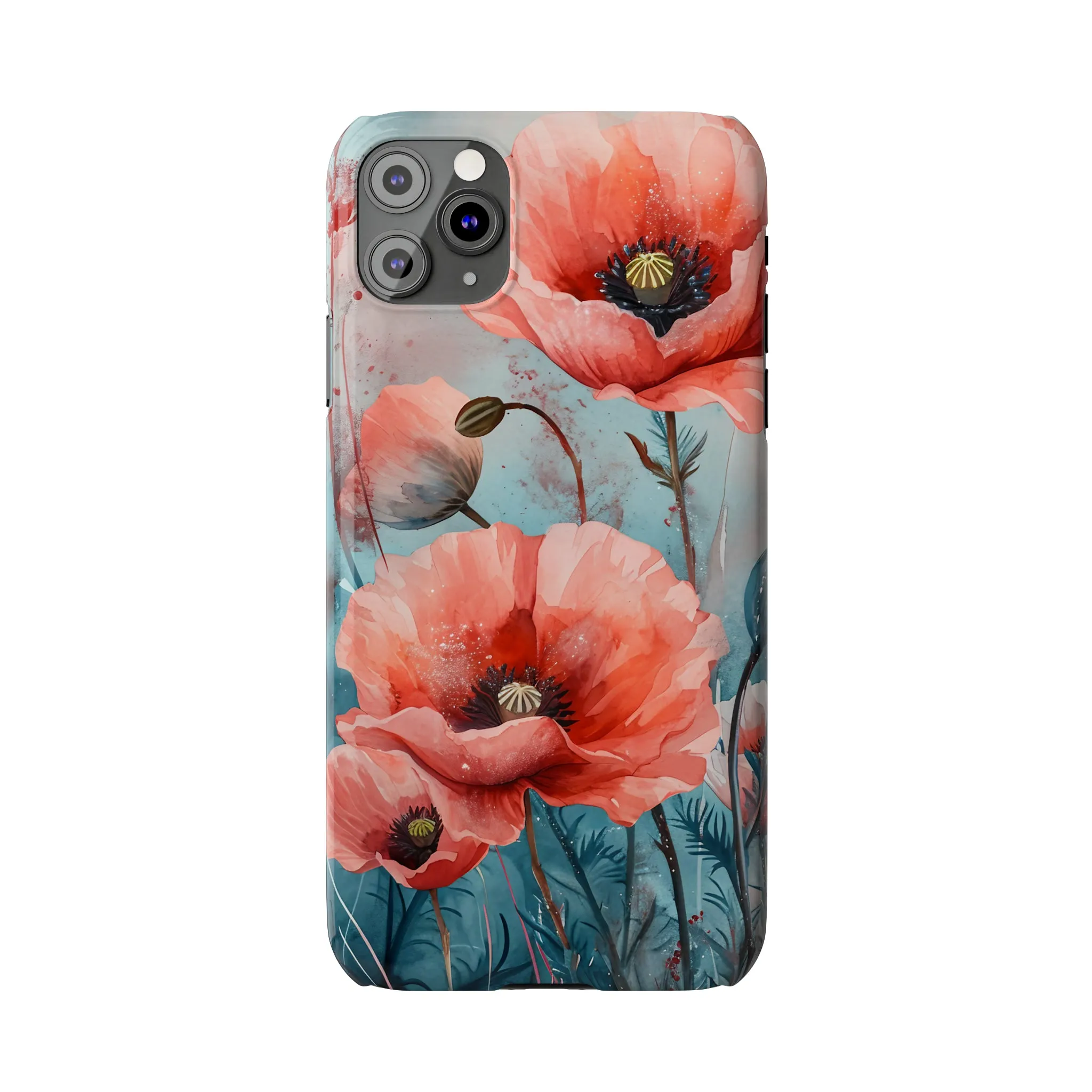 Poppy Flowers Design Sleek Elegance Wireless-Charging Compatible Phone Case Slim