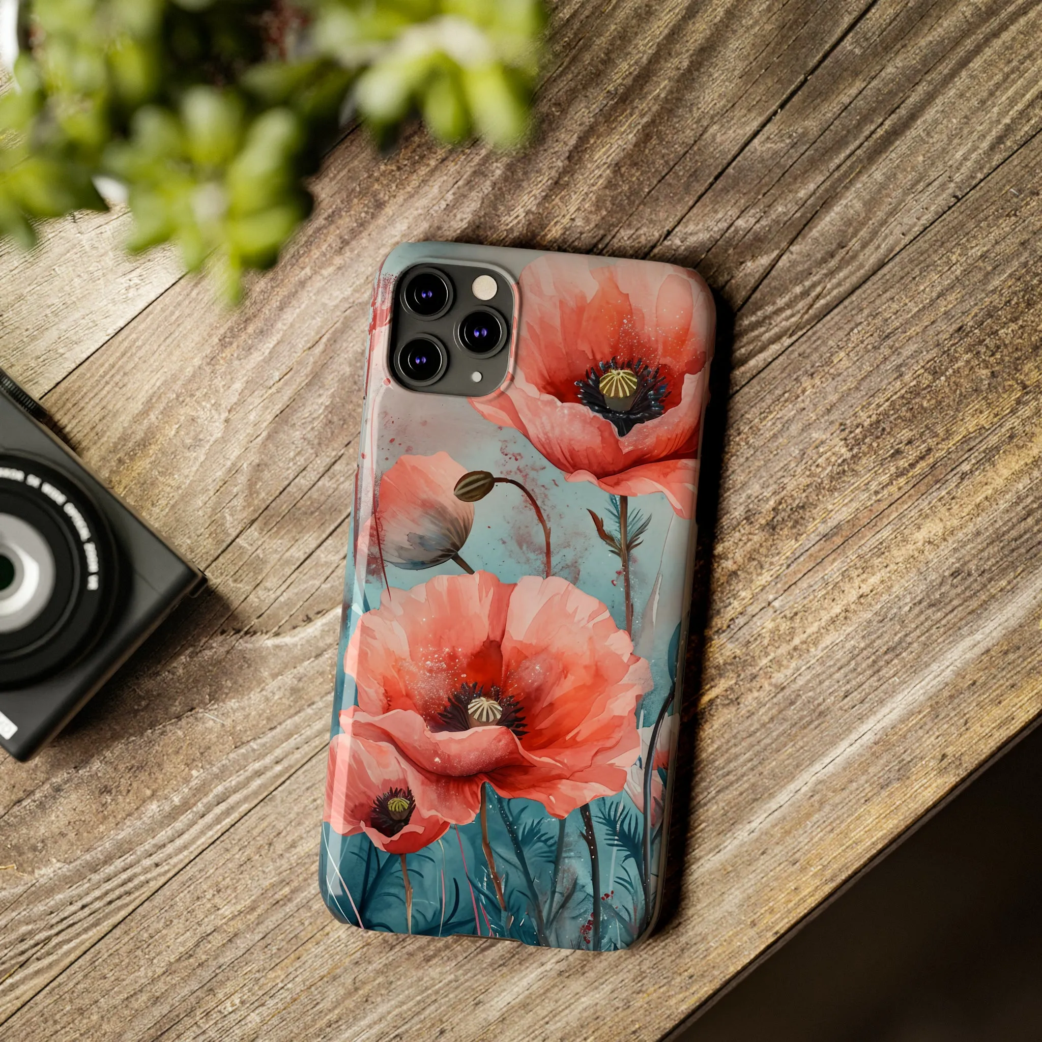 Poppy Flowers Design Sleek Elegance Wireless-Charging Compatible Phone Case Slim