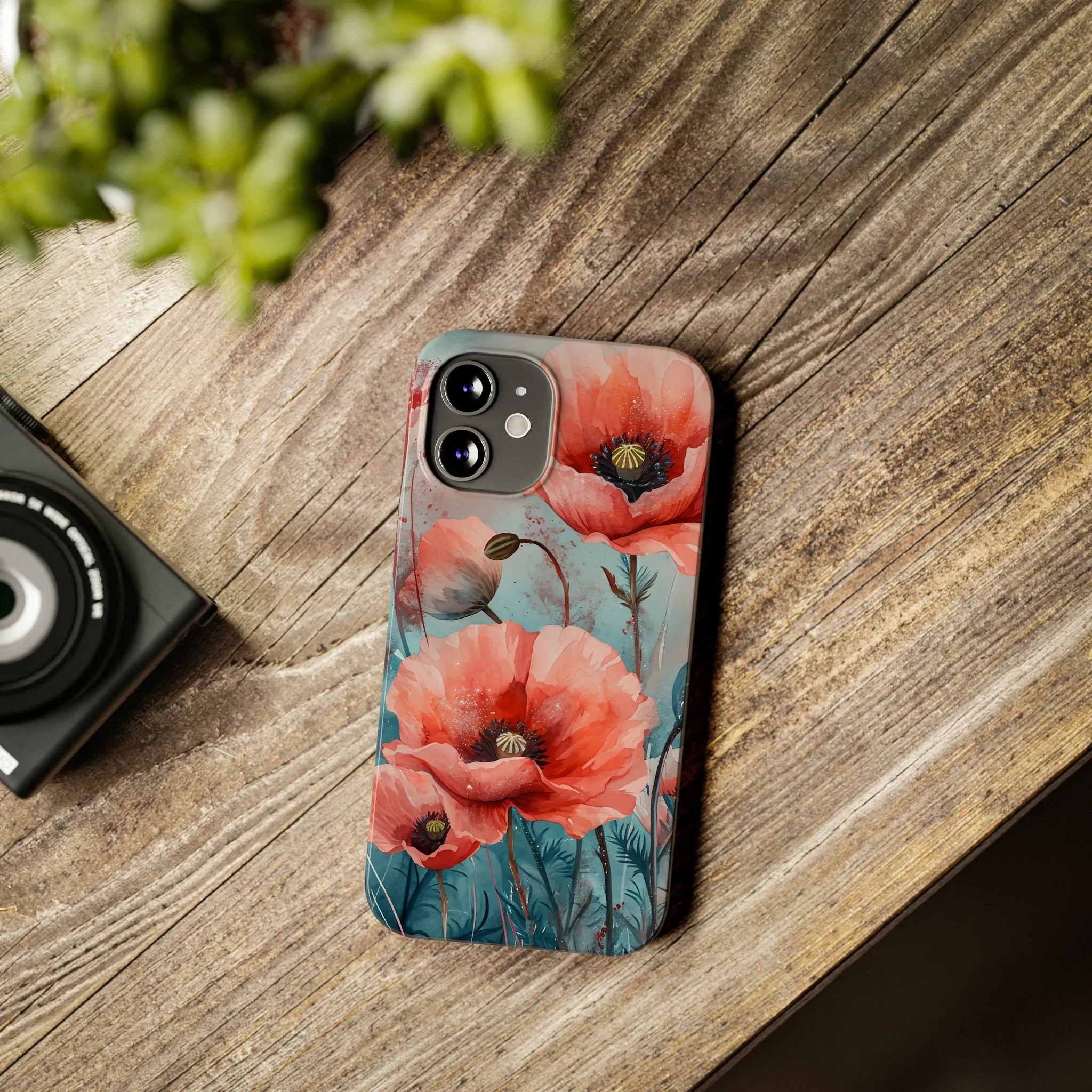 Poppy Flowers Design Sleek Elegance Wireless-Charging Compatible Phone Case Slim