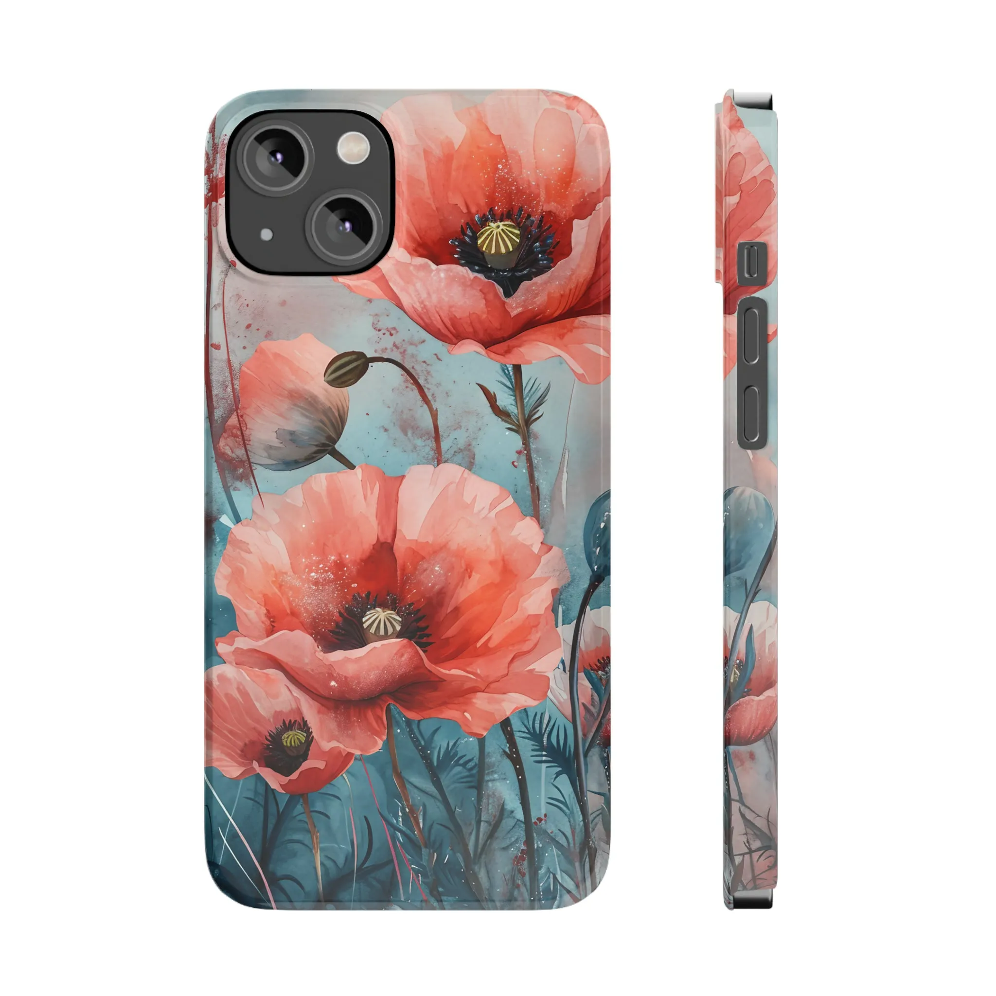 Poppy Flowers Design Sleek Elegance Wireless-Charging Compatible Phone Case Slim