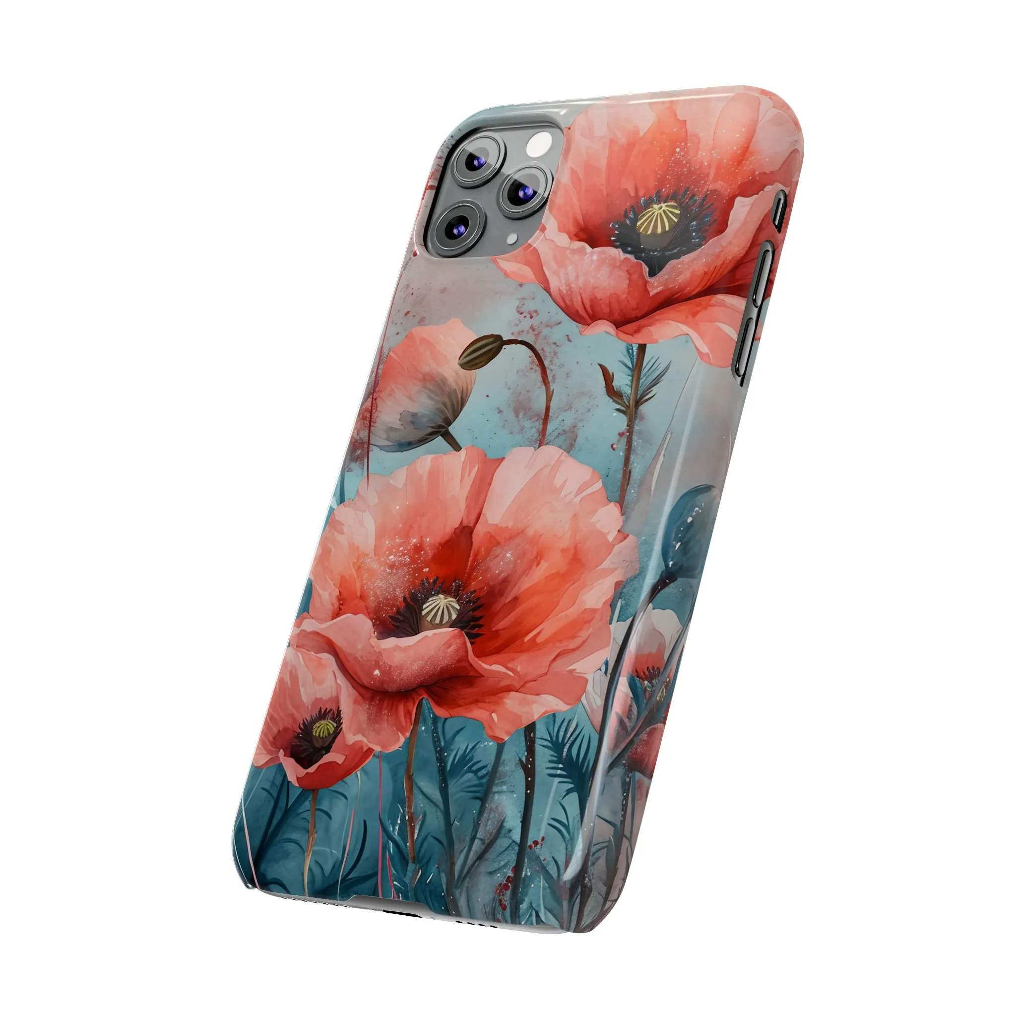 Poppy Flowers Design Sleek Elegance Wireless-Charging Compatible Phone Case Slim