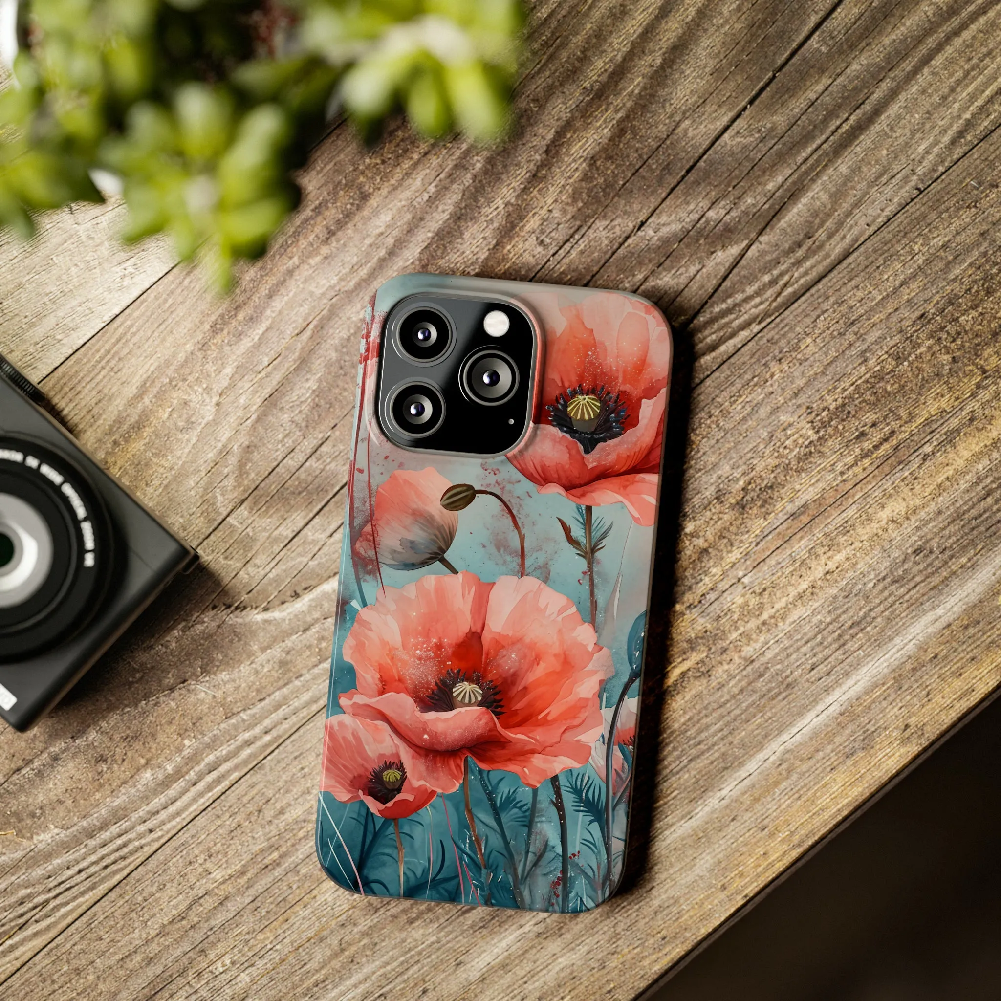 Poppy Flowers Design Sleek Elegance Wireless-Charging Compatible Phone Case Slim