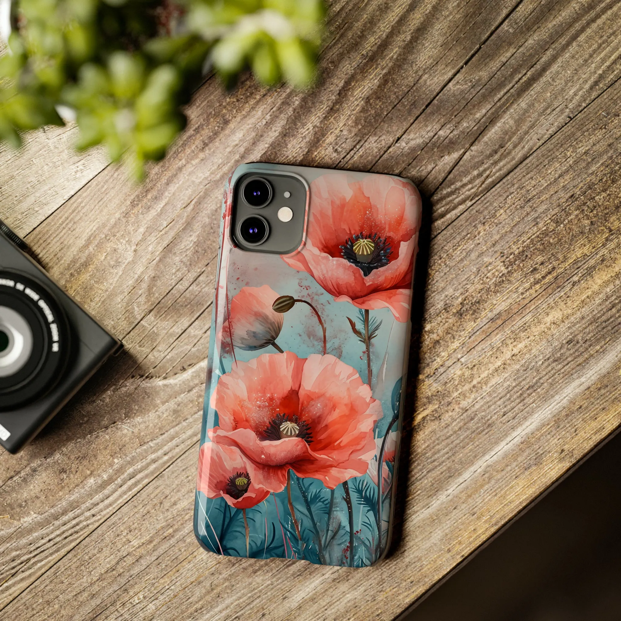 Poppy Flowers Design Sleek Elegance Wireless-Charging Compatible Phone Case Slim