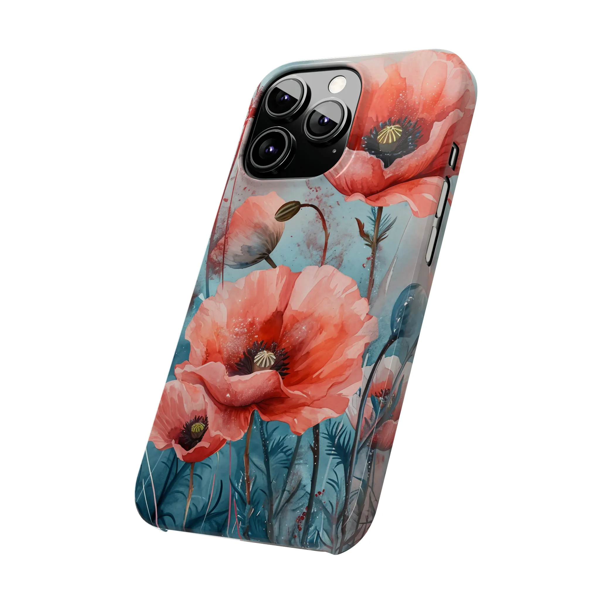 Poppy Flowers Design Sleek Elegance Wireless-Charging Compatible Phone Case Slim