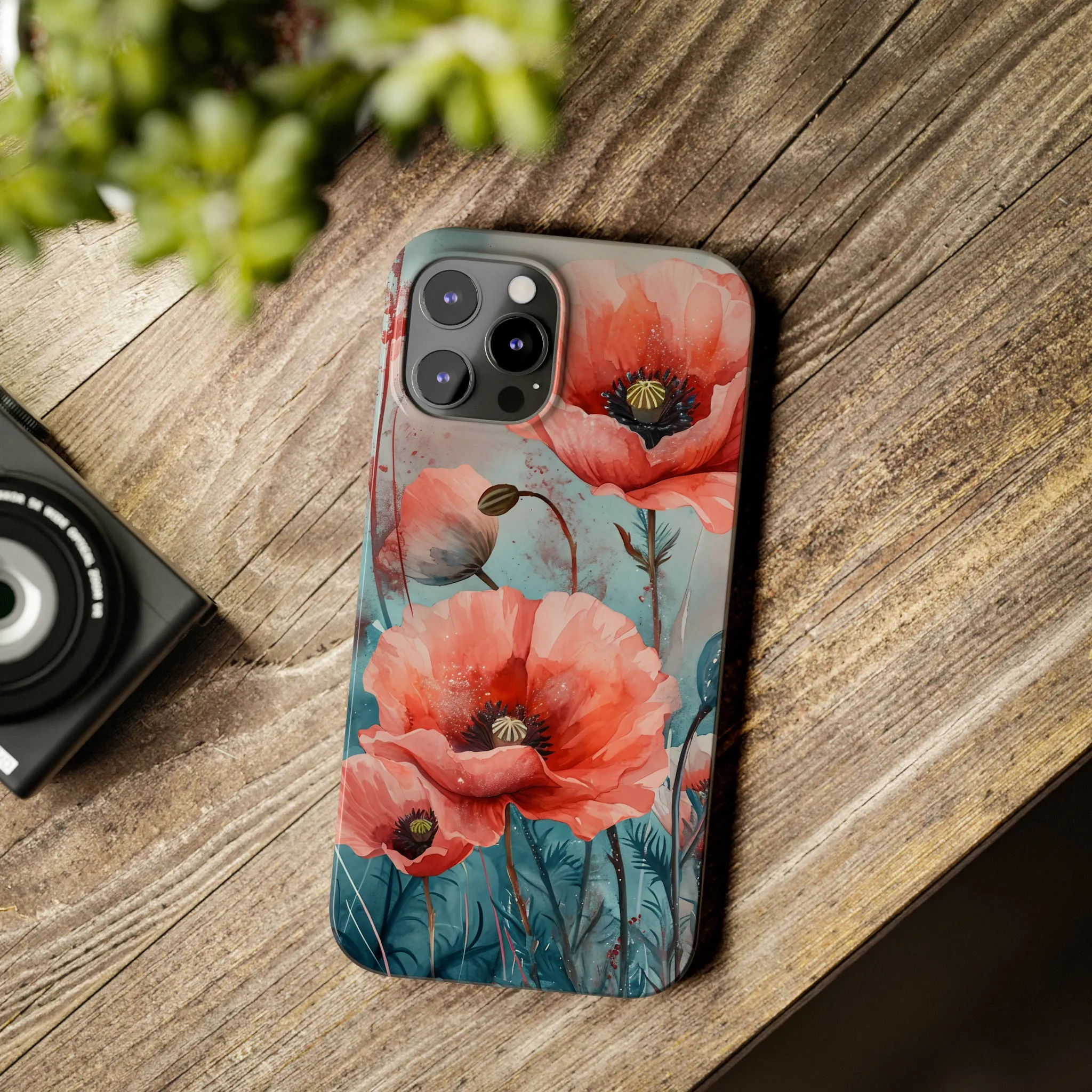 Poppy Flowers Design Sleek Elegance Wireless-Charging Compatible Phone Case Slim