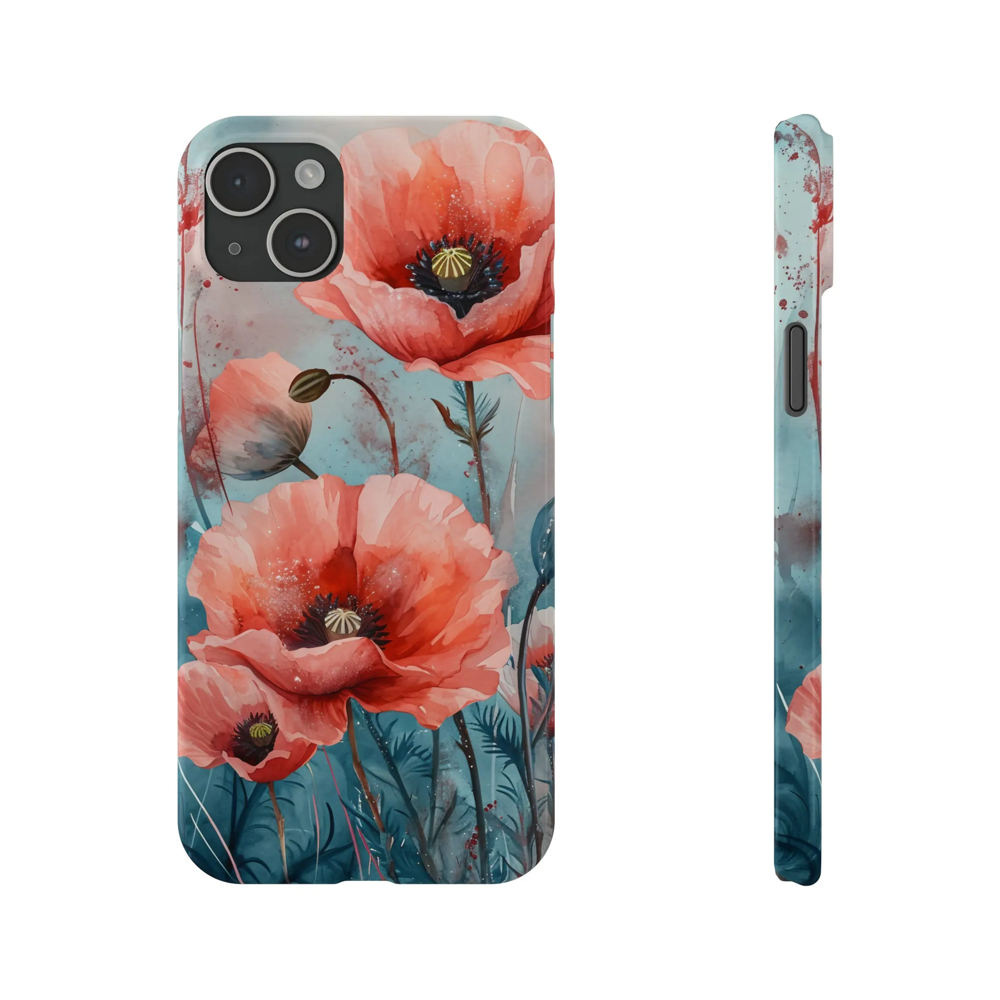 Poppy Flowers Design Sleek Elegance Wireless-Charging Compatible Phone Case Slim