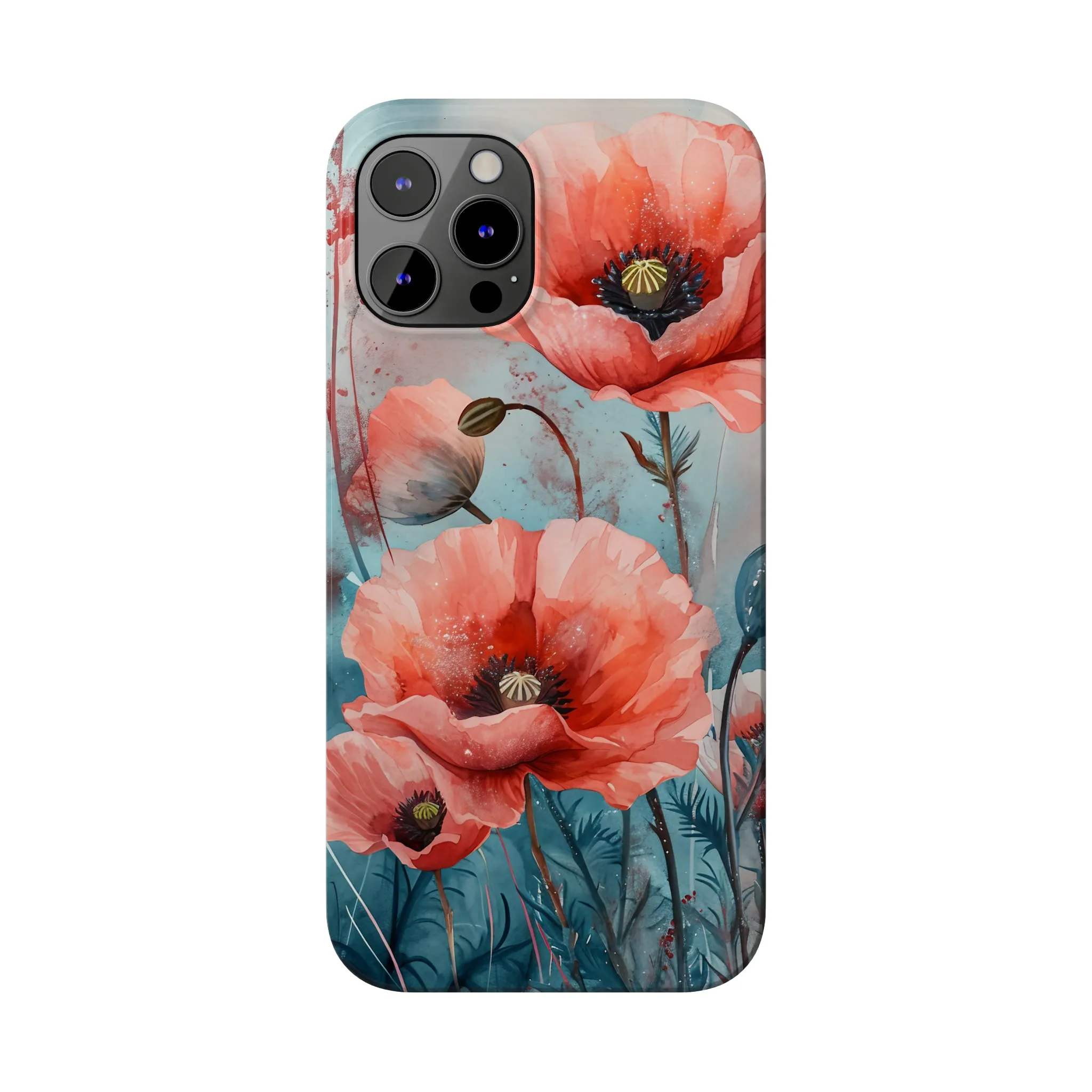 Poppy Flowers Design Sleek Elegance Wireless-Charging Compatible Phone Case Slim