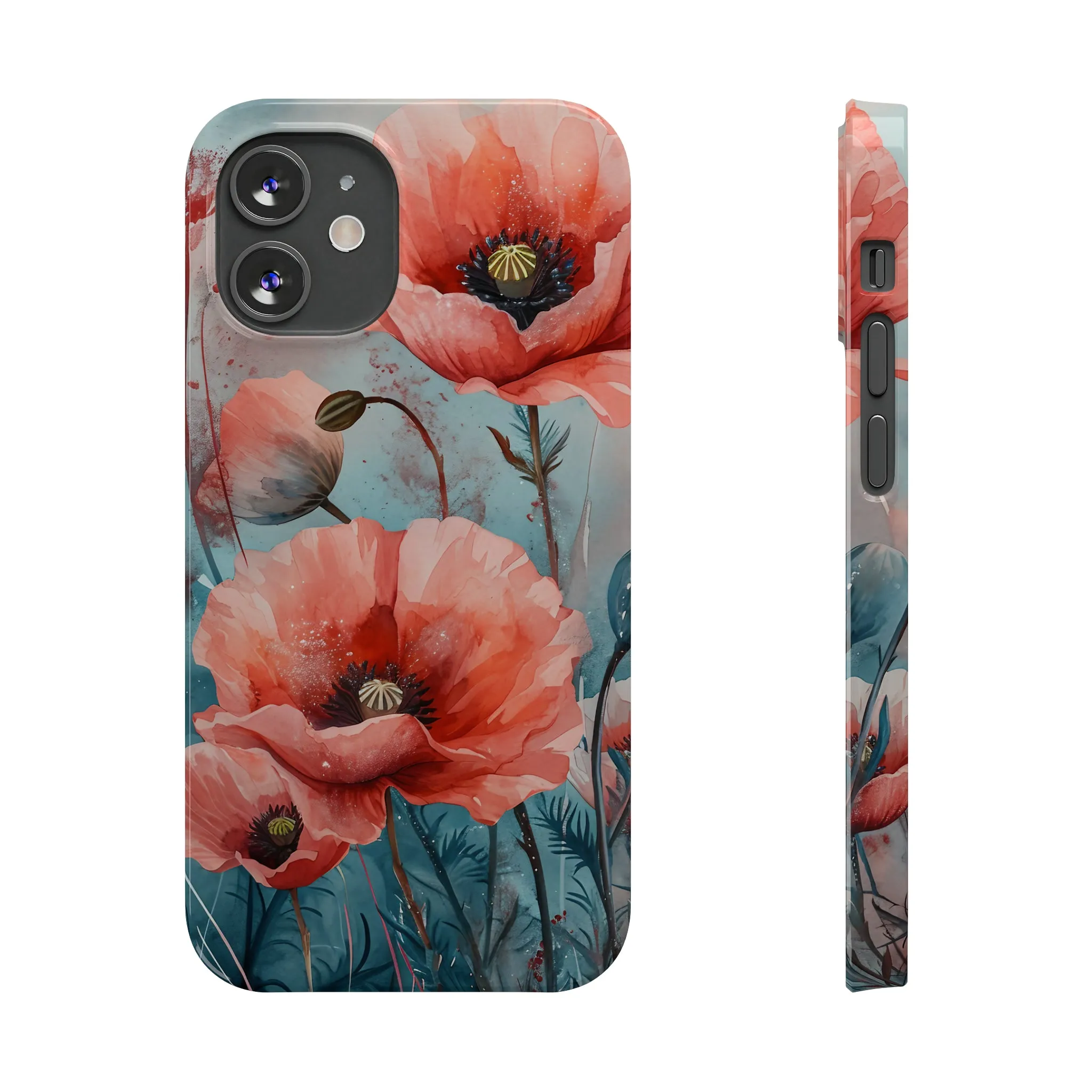 Poppy Flowers Design Sleek Elegance Wireless-Charging Compatible Phone Case Slim