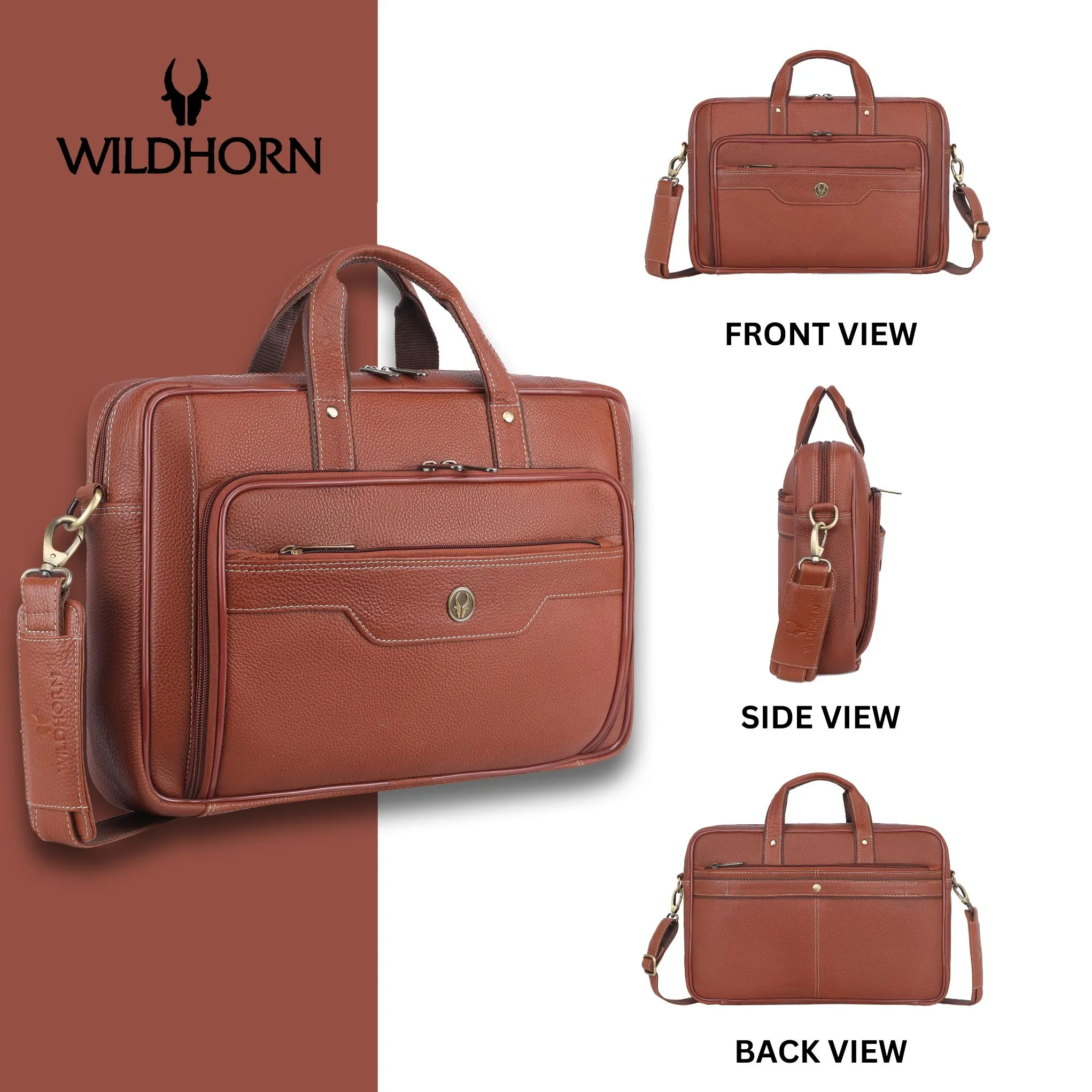 ROXTON Leather Laptop Messenger Bag for Men