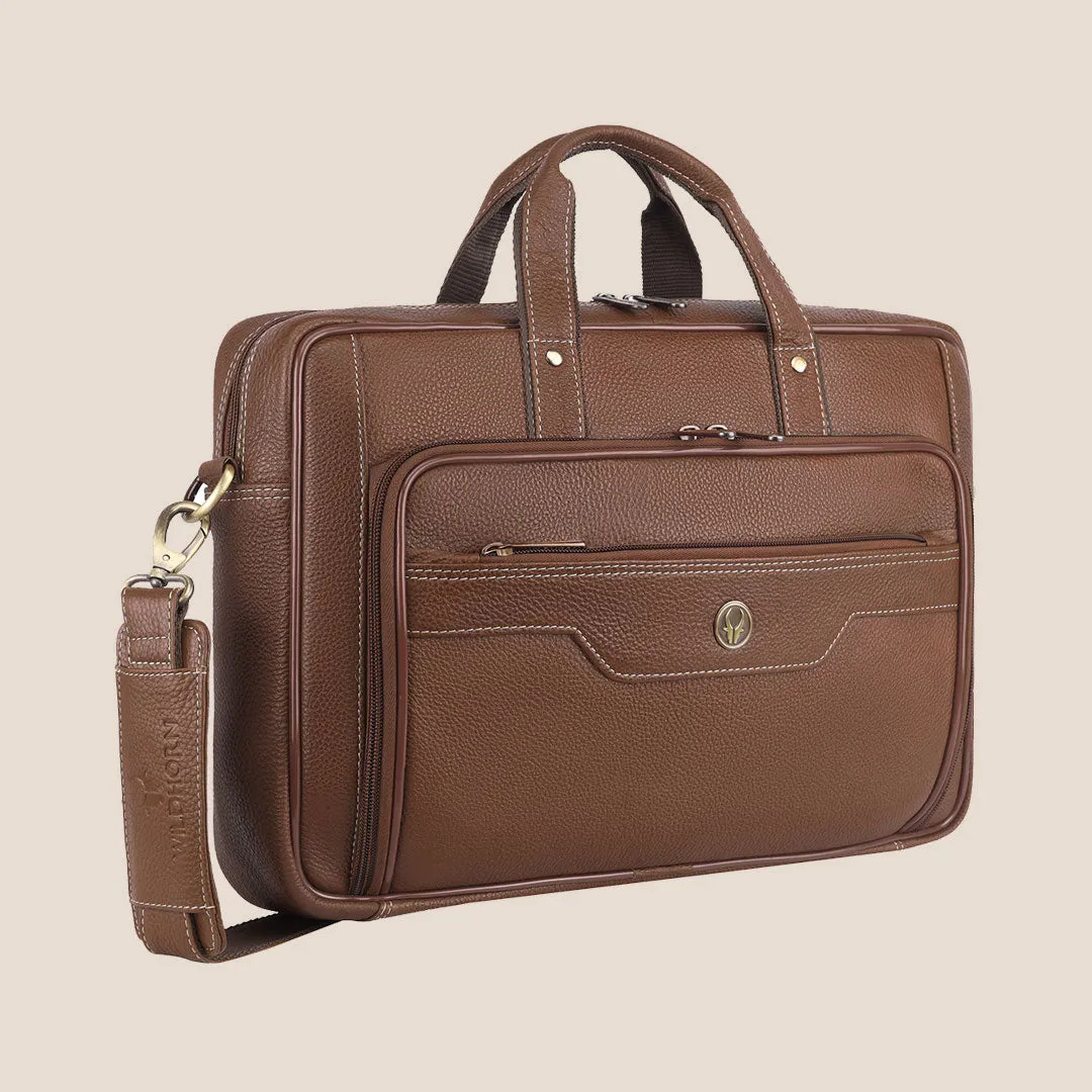 ROXTON Leather Laptop Messenger Bag for Men