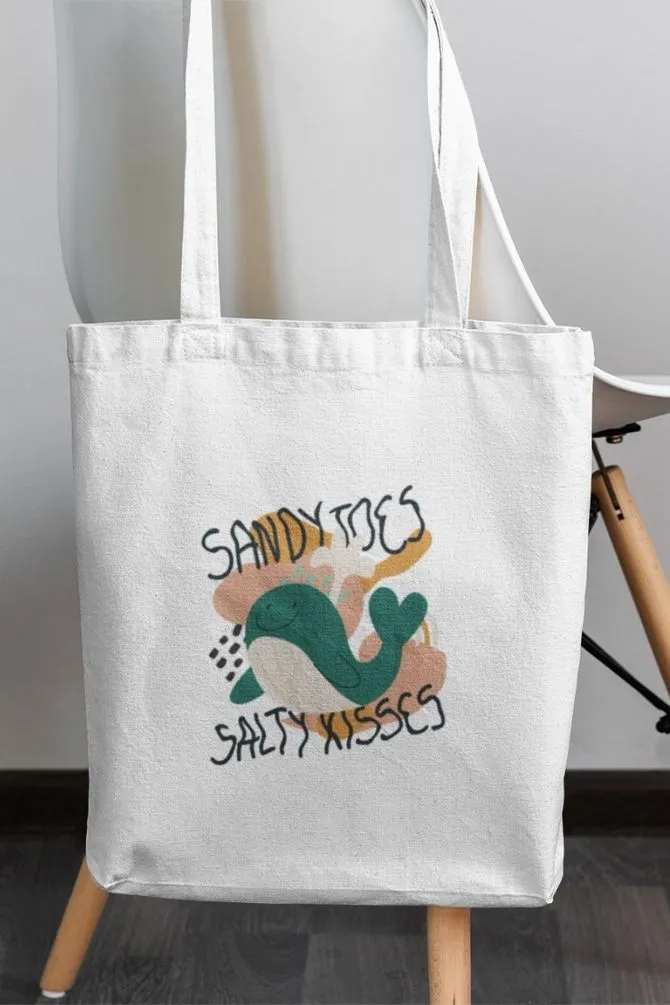 Sandy Toes Beach Whale Zipper Tote Bag