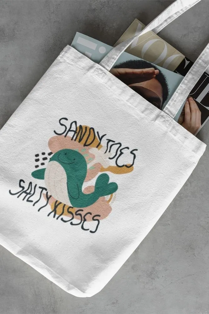 Sandy Toes Beach Whale Zipper Tote Bag