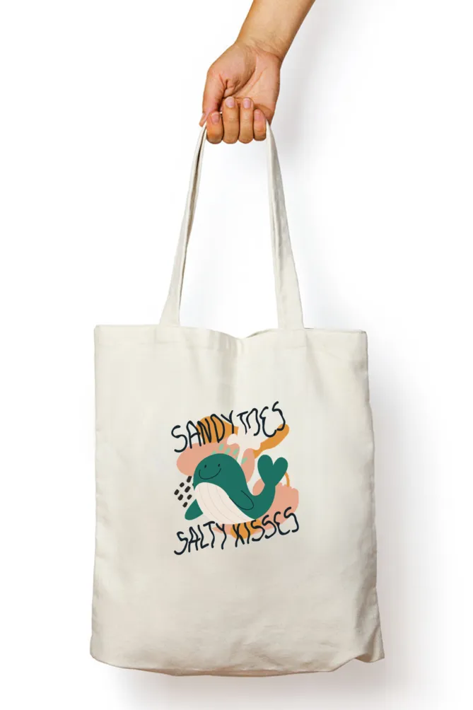 Sandy Toes Beach Whale Zipper Tote Bag