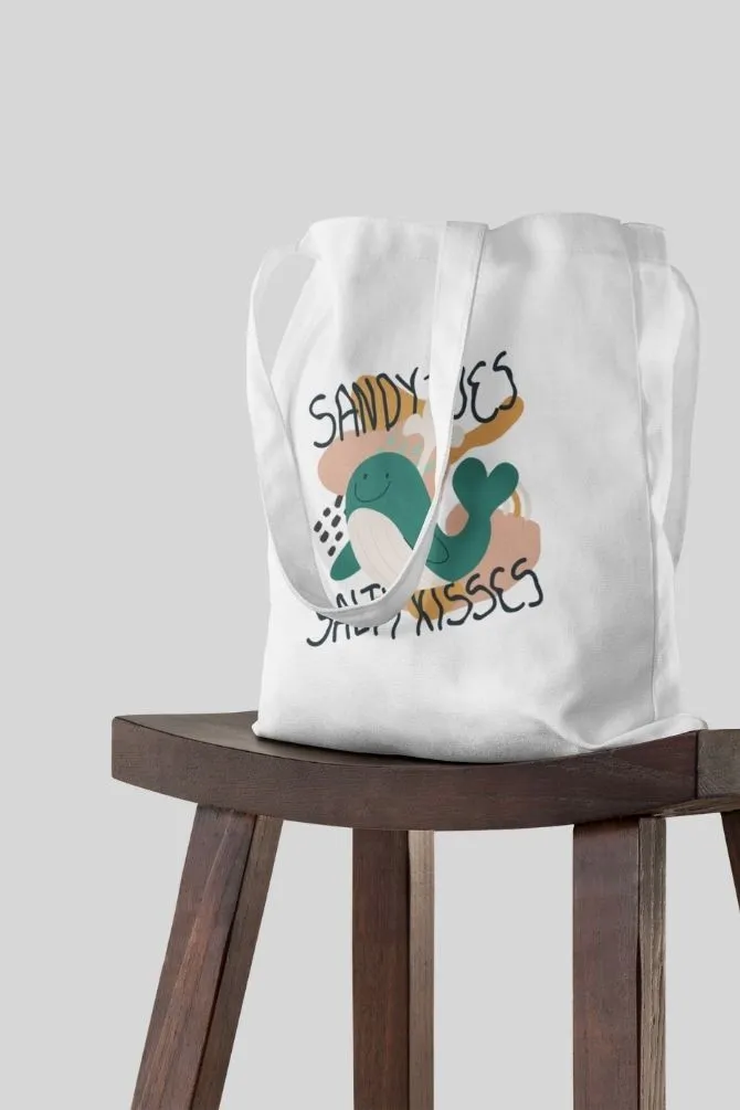 Sandy Toes Beach Whale Zipper Tote Bag