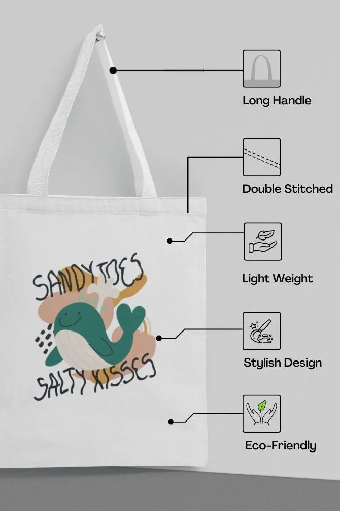 Sandy Toes Beach Whale Zipper Tote Bag