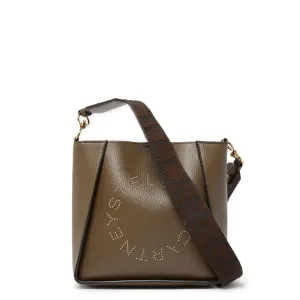 Stella Logo Mini Crossbody Hobo Grain Stud, Brown