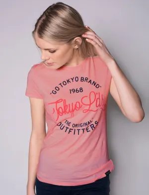 Suri Motif T-Shirt in Coral Marl - Tokyo Laundry