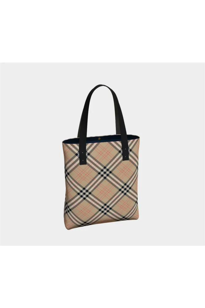 Tan Tartan Tote Bag