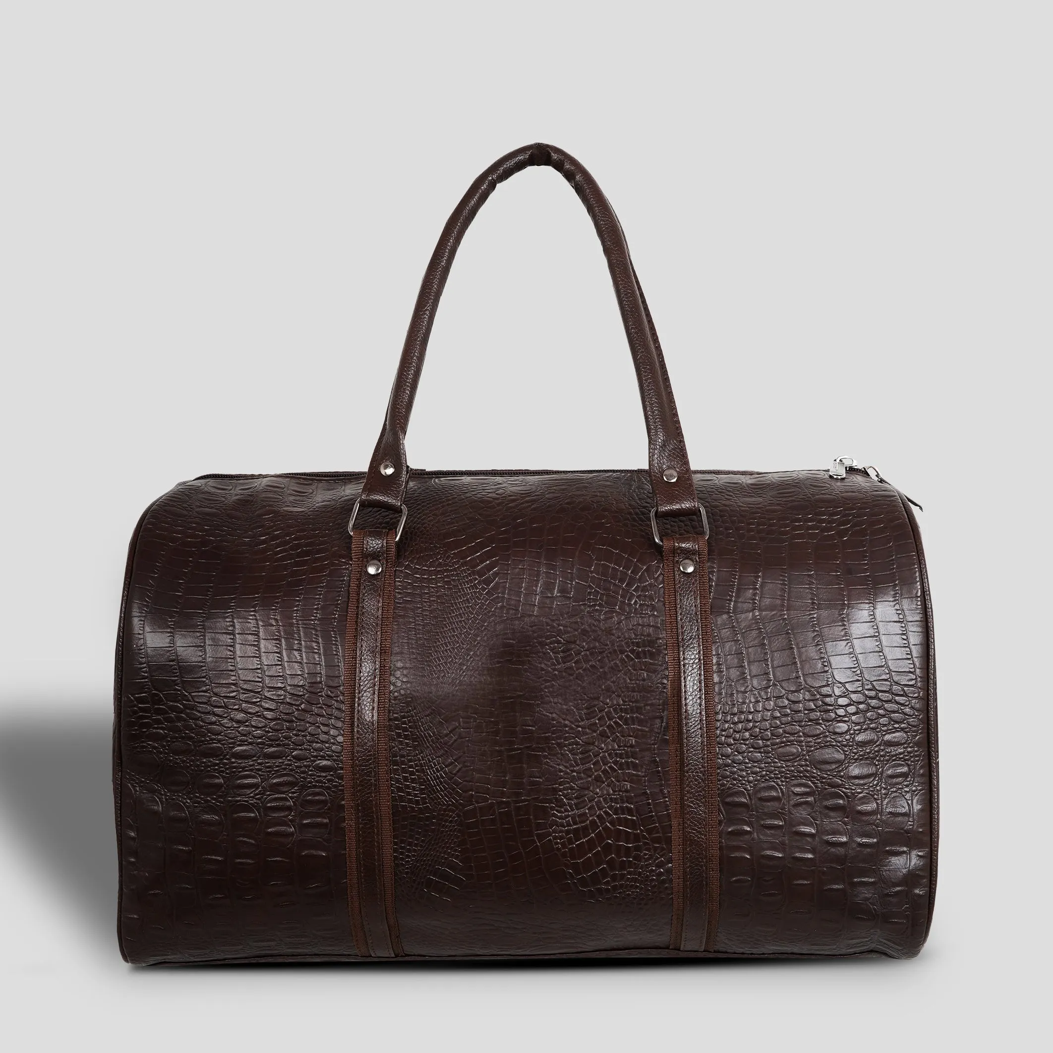 Textured Leather Travel Duffel Bag