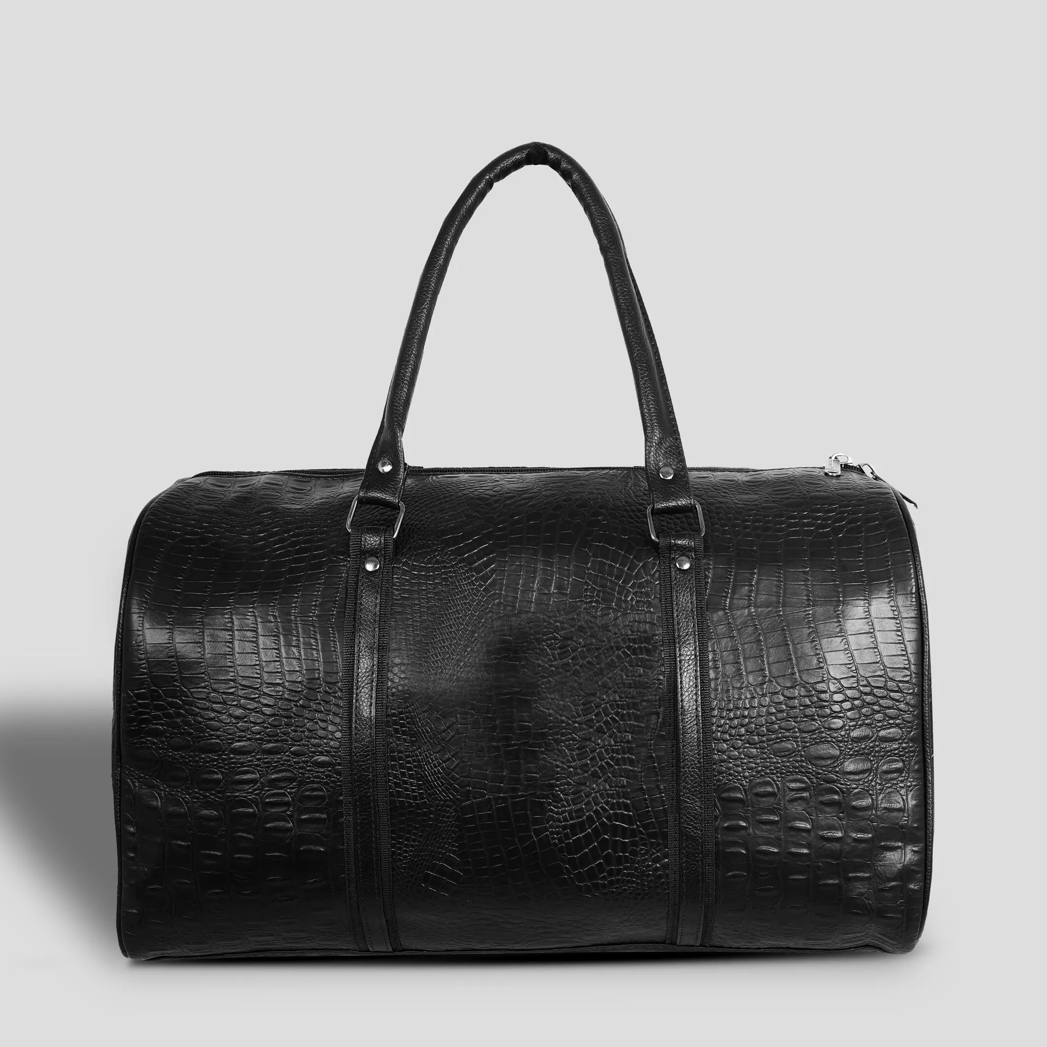 Textured Leather Travel Duffel Bag