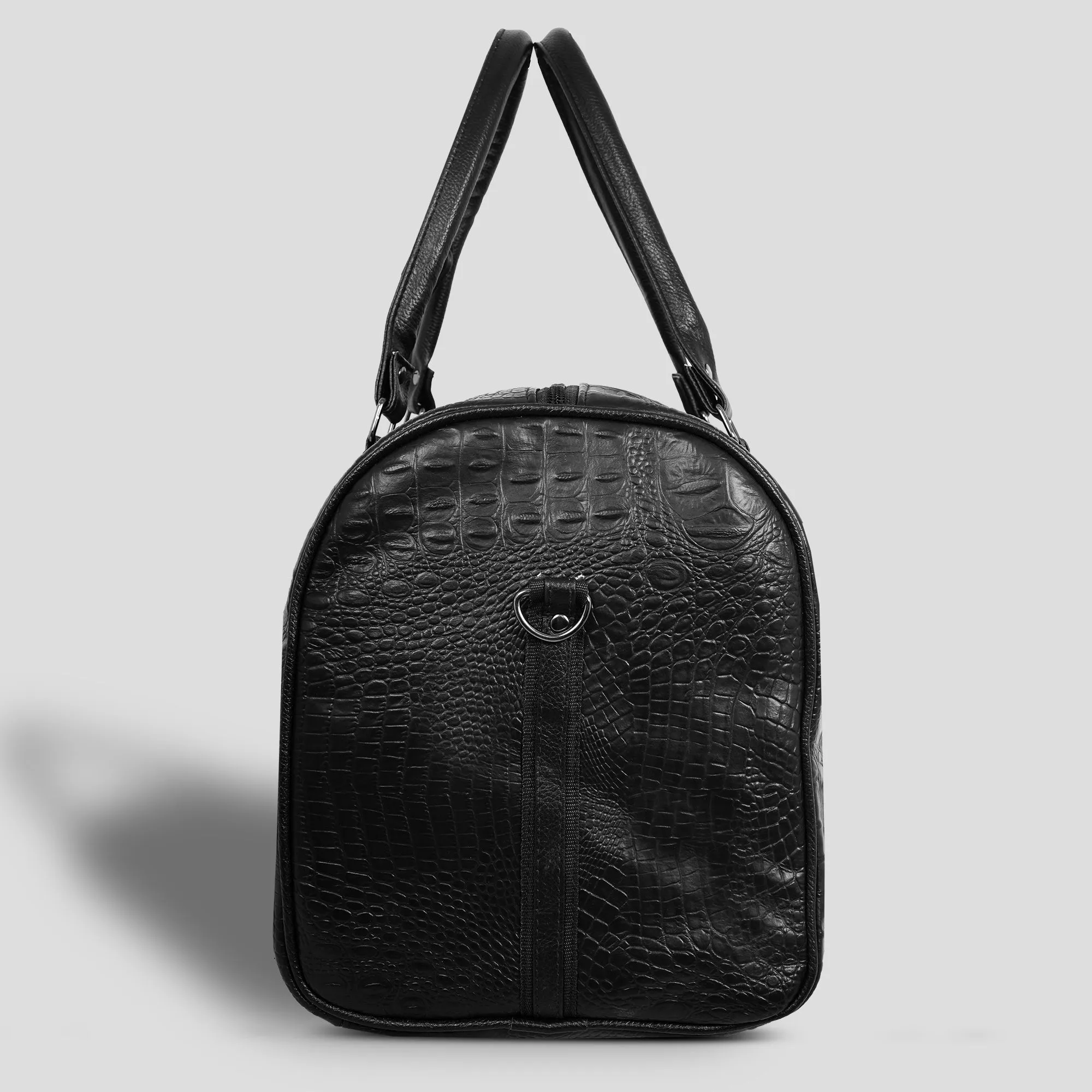 Textured Leather Travel Duffel Bag