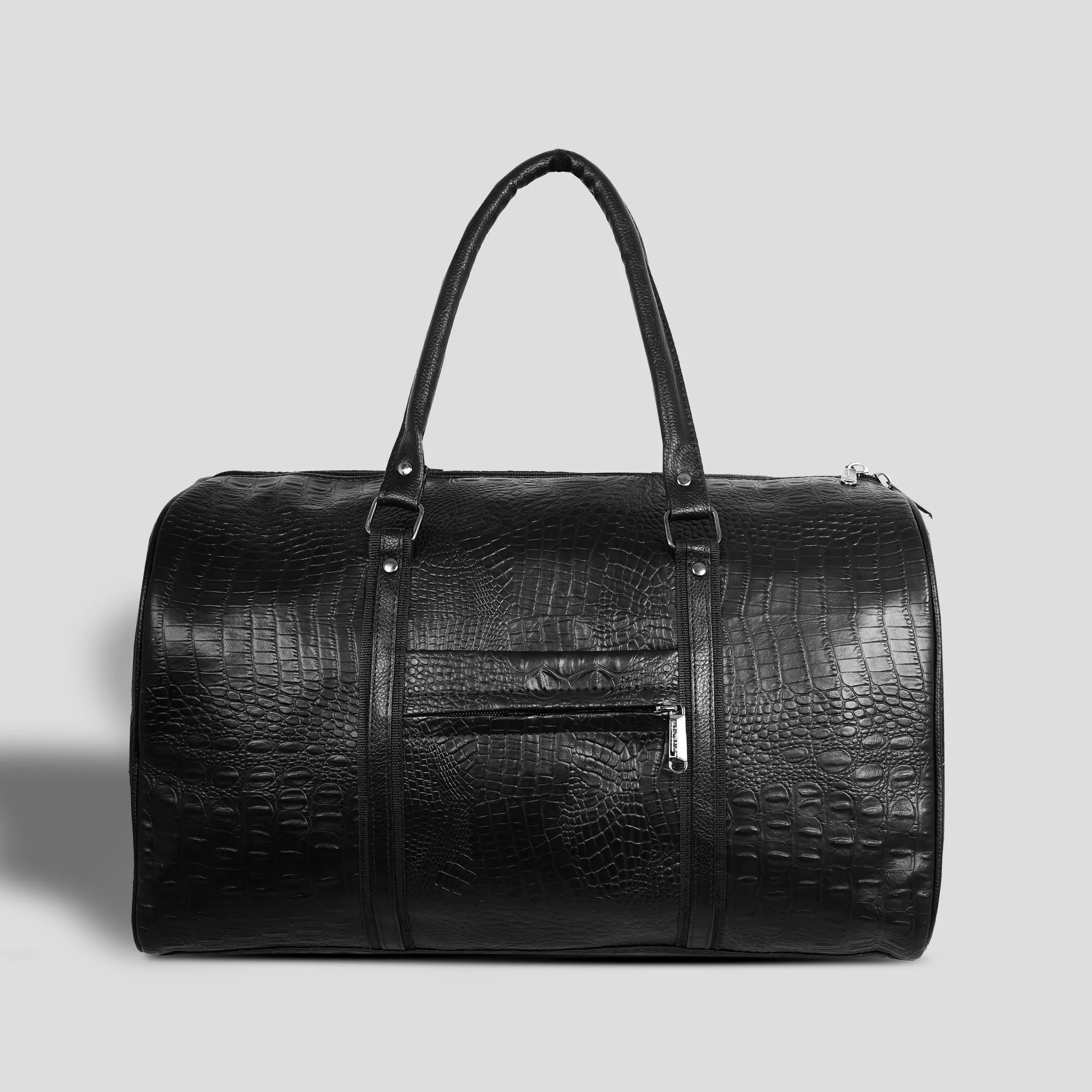 Textured Leather Travel Duffel Bag