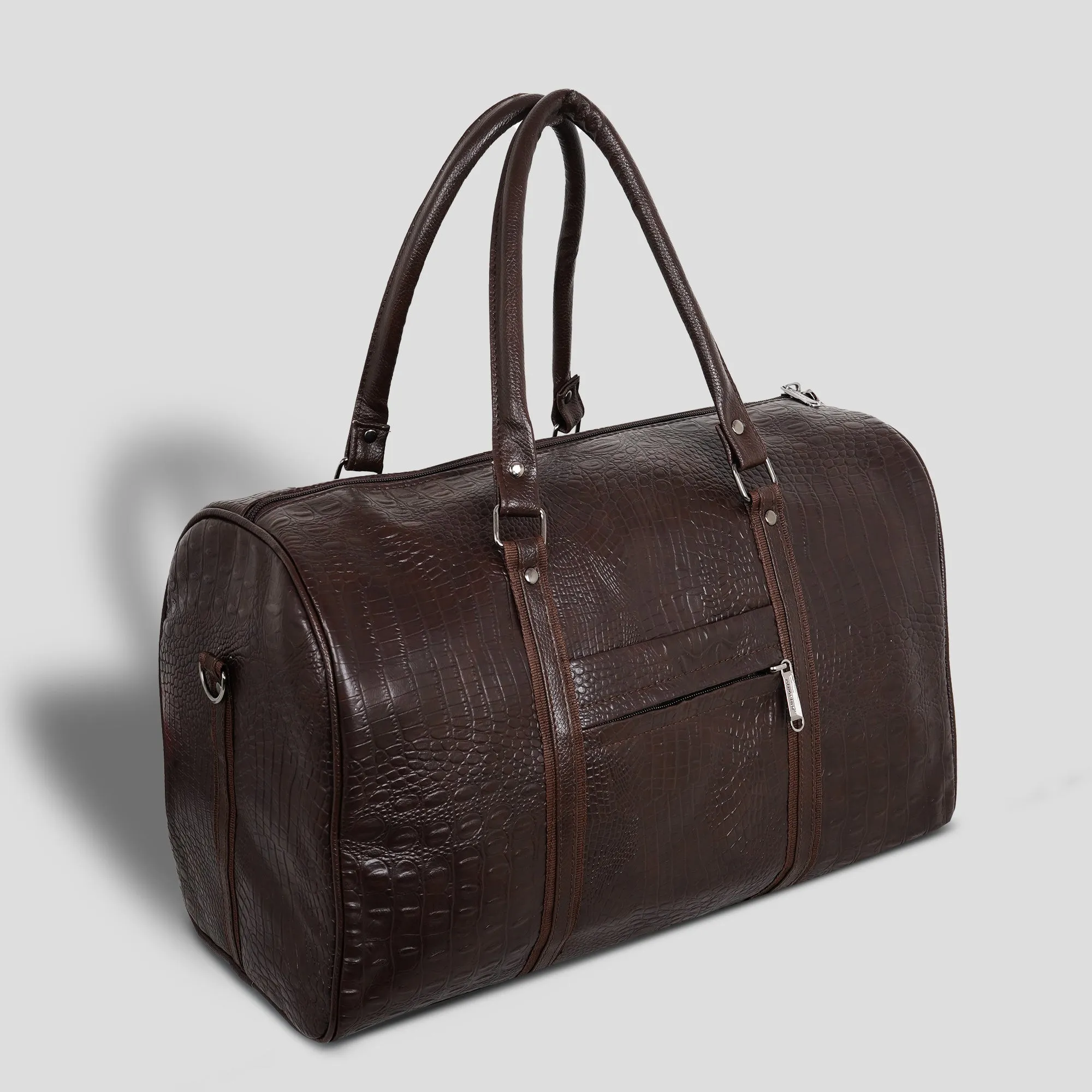 Textured Leather Travel Duffel Bag