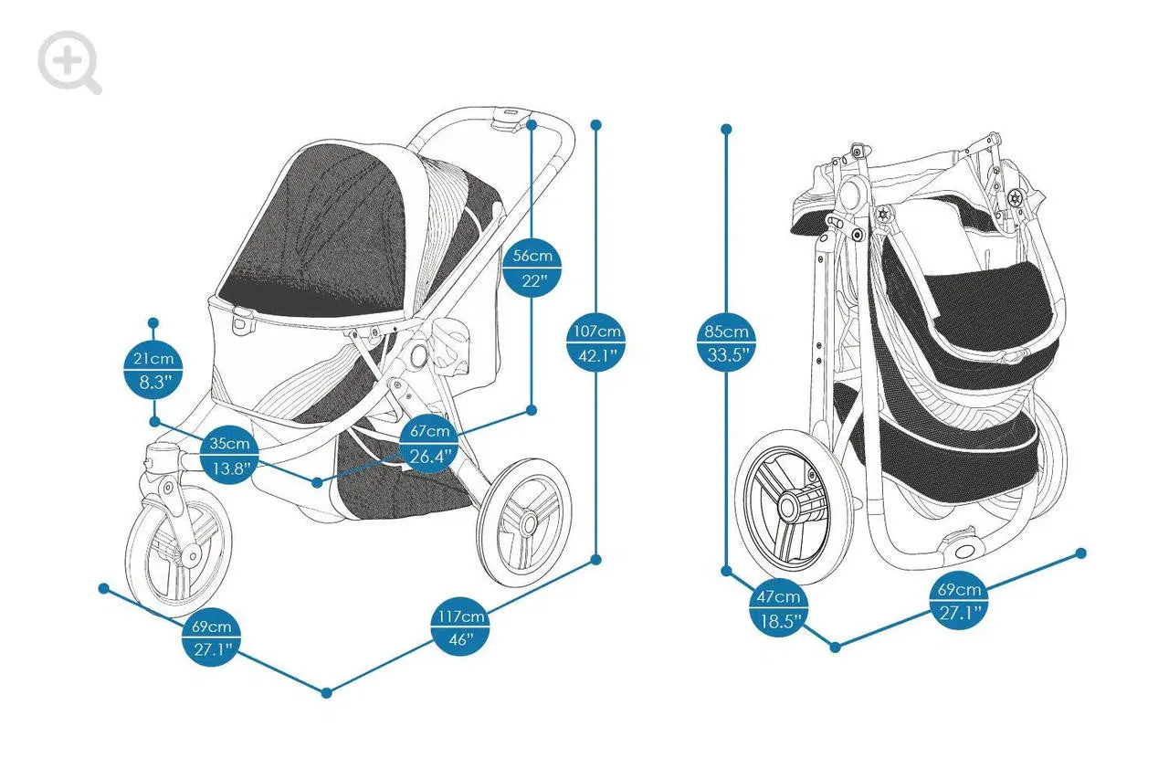 The Beast Pet Jogging Stroller Flash Grey