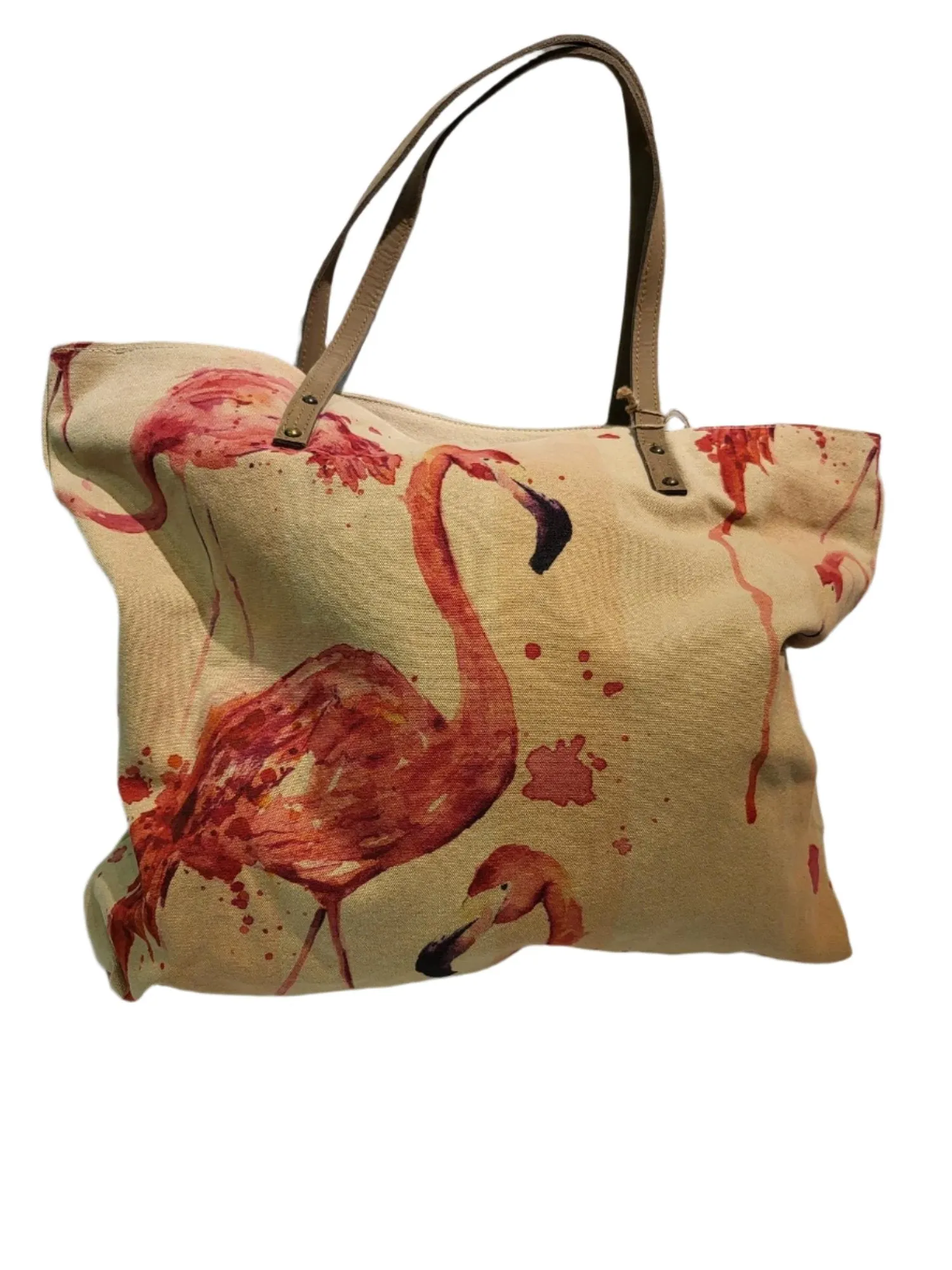 Tote Bag Canvas Watercolor Flamingos