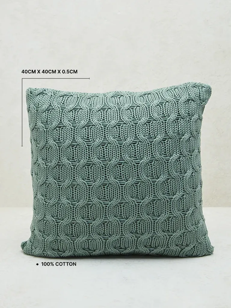 Westside Home Dusty Blue Knit Textured Cushion Cover