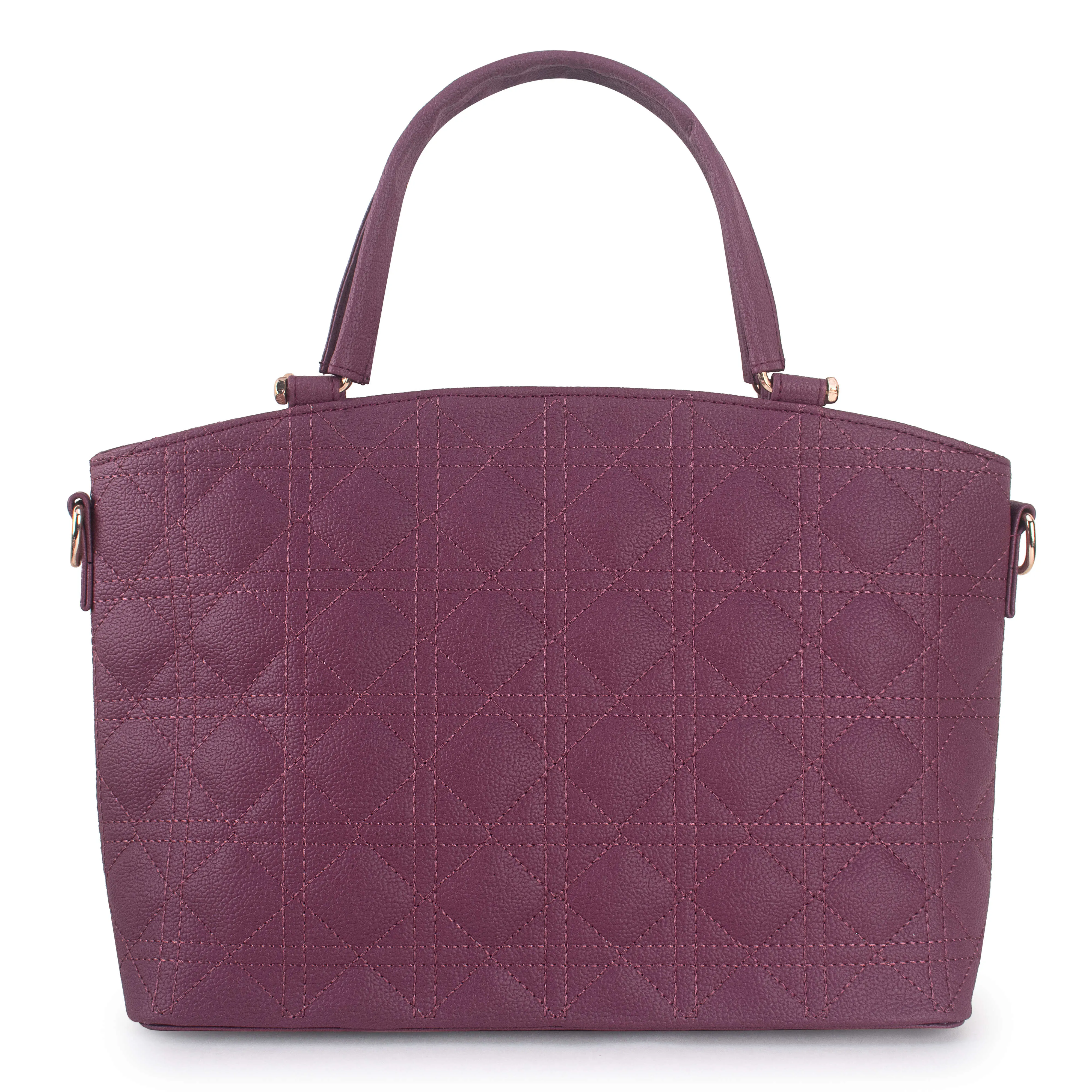 Wine Spacious Quilted Hand Bag