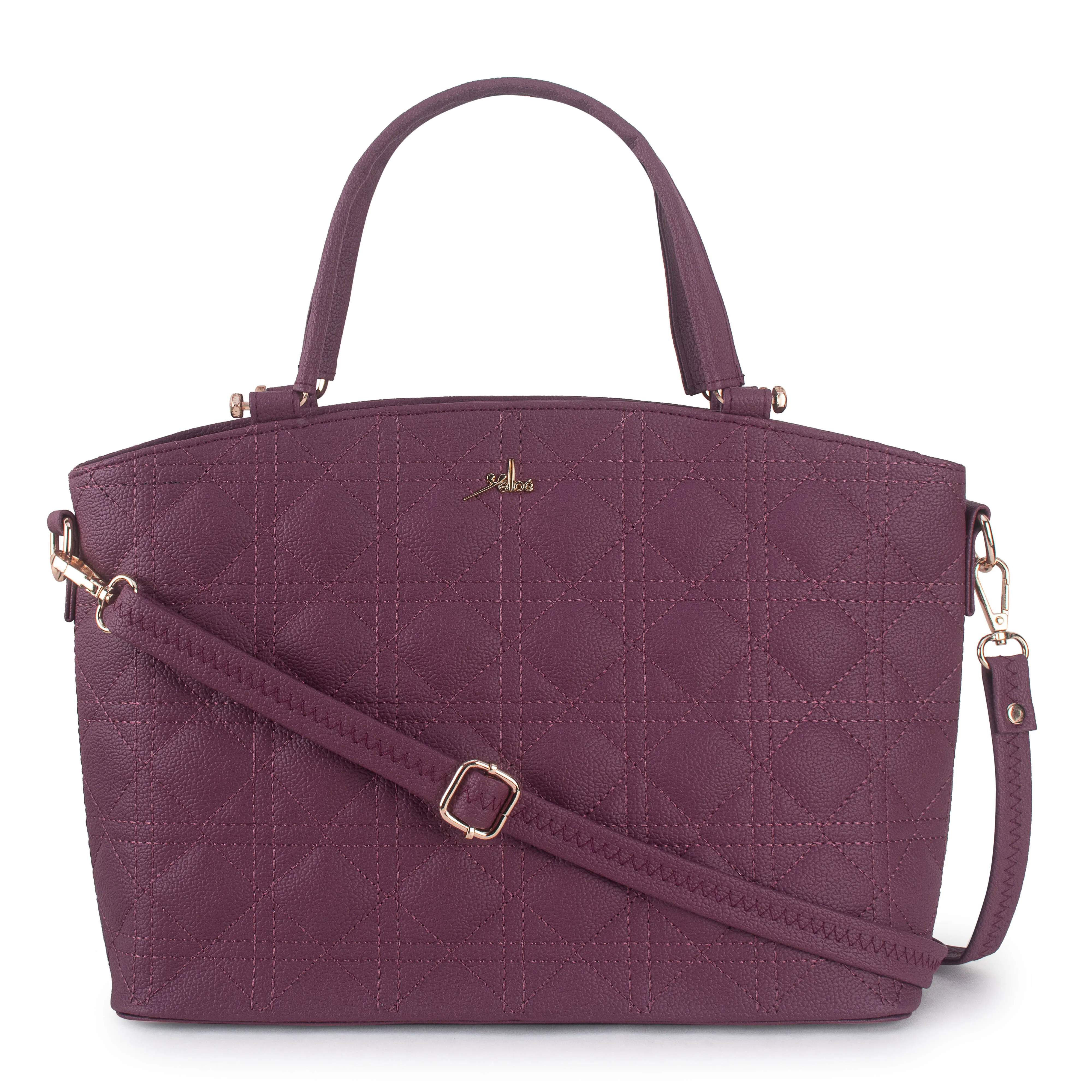 Wine Spacious Quilted Hand Bag