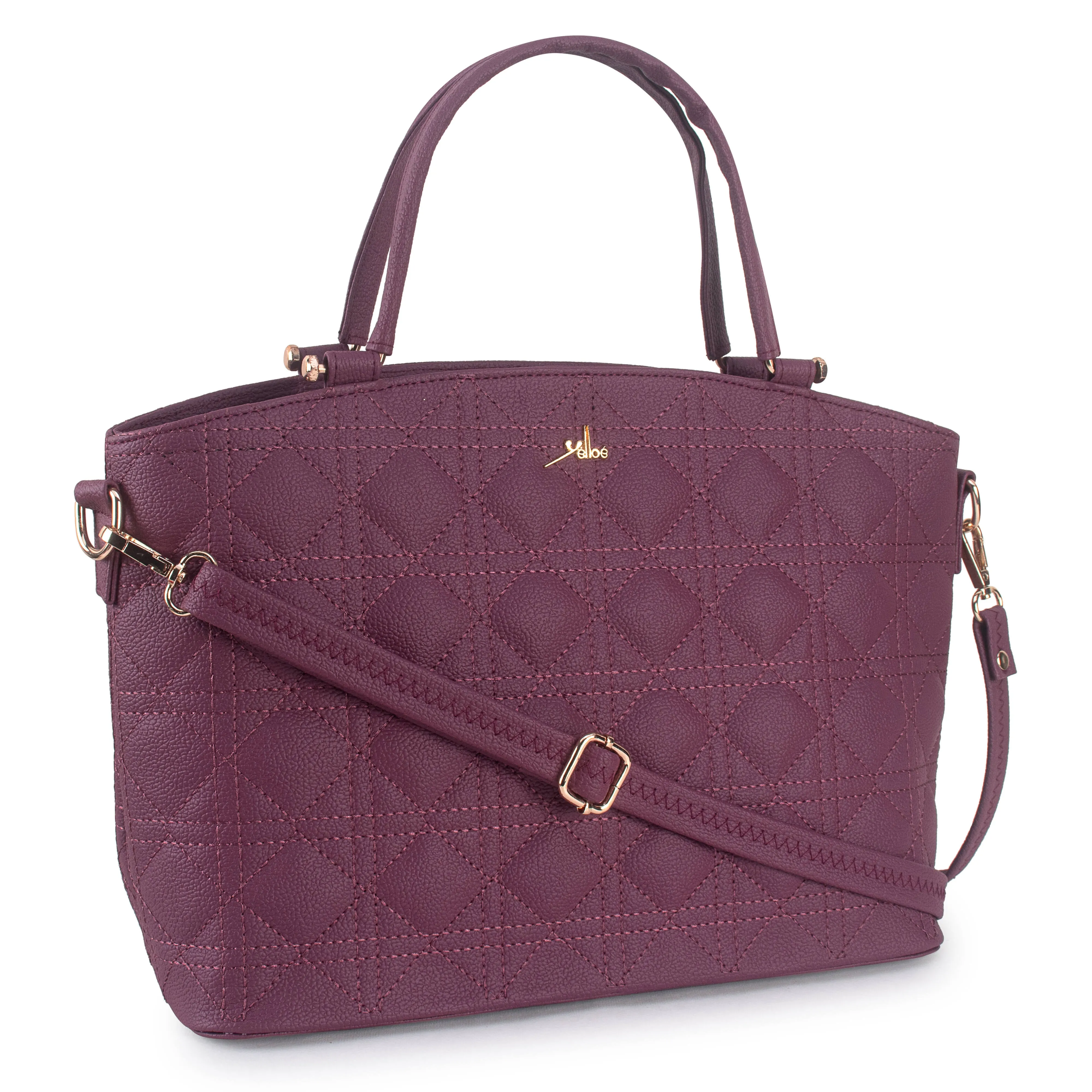 Wine Spacious Quilted Hand Bag